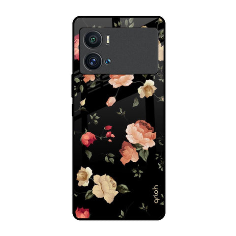 Black Spring Floral iQOO 9 Pro Glass Back Cover Online