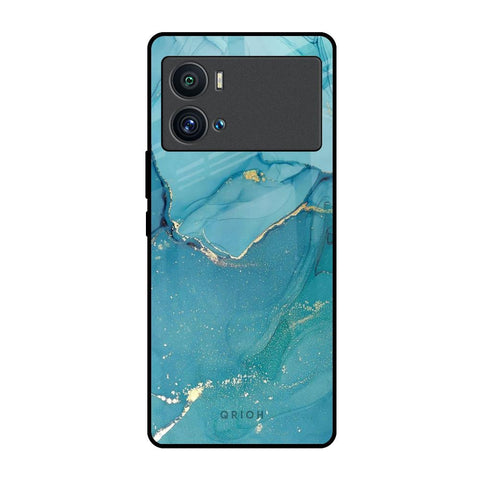 Blue Golden Glitter iQOO 9 Pro Glass Back Cover Online