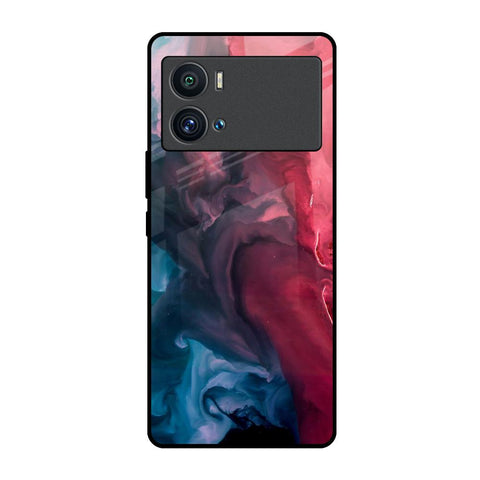 Blue & Red Smoke iQOO 9 Pro Glass Back Cover Online