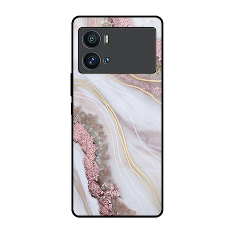 Pink & Gold Gllitter Marble iQOO 9 Pro Glass Back Cover Online