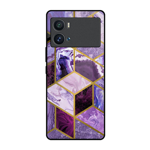 Purple Rhombus Marble iQOO 9 Pro Glass Back Cover Online