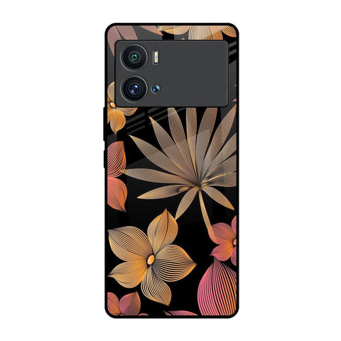 Lines Pattern Flowers iQOO 9 Pro Glass Back Cover Online