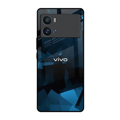 Polygonal Blue Box iQOO 9 Pro Glass Back Cover Online