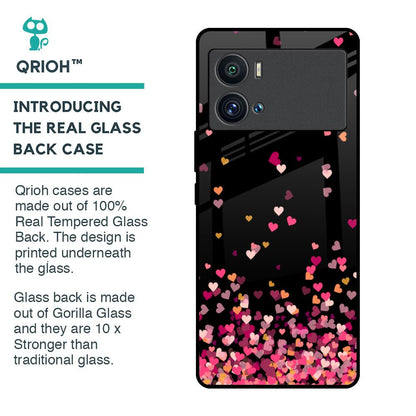 Heart Rain Fall Glass Case For iQOO 9 Pro