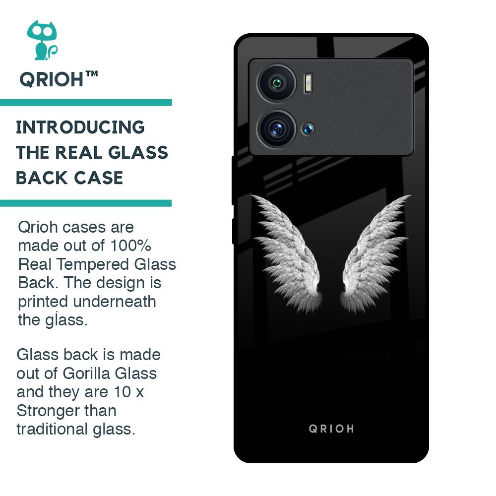 White Angel Wings Glass Case for iQOO 9 Pro