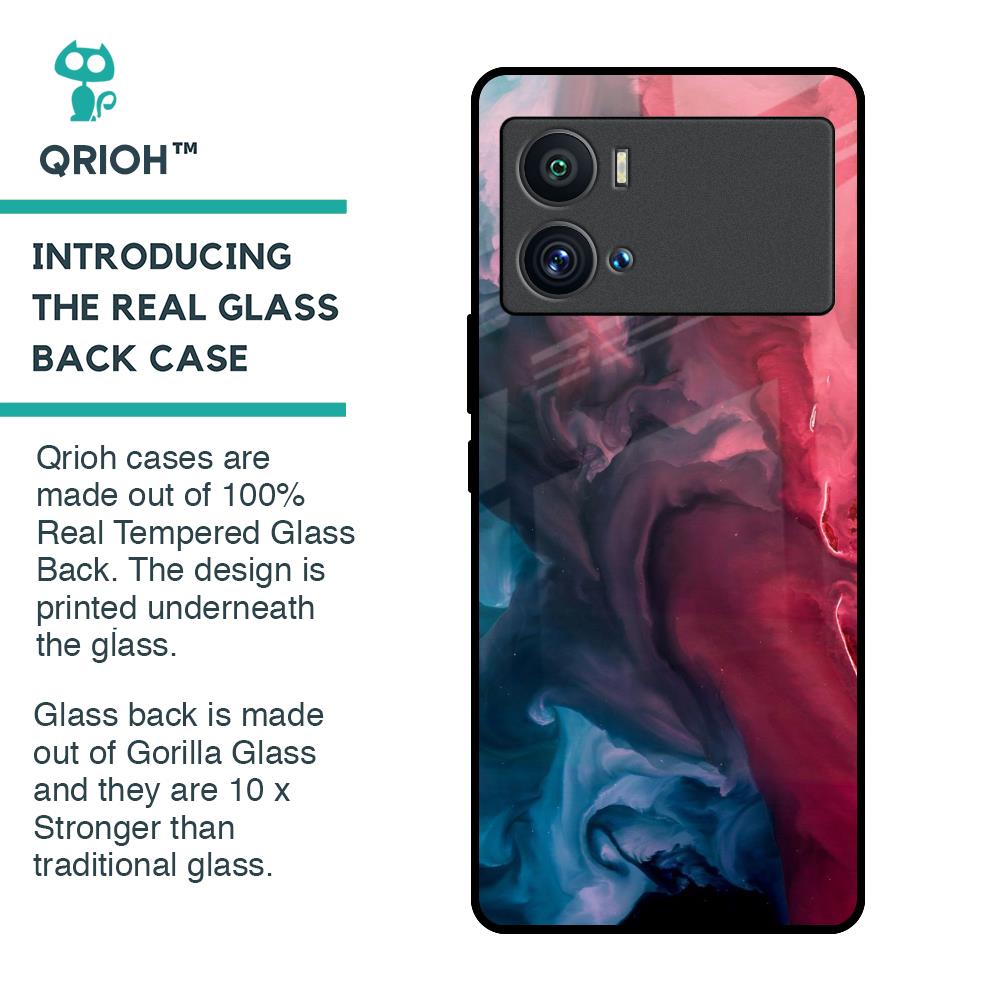 Blue & Red Smoke Glass Case for iQOO 9 Pro
