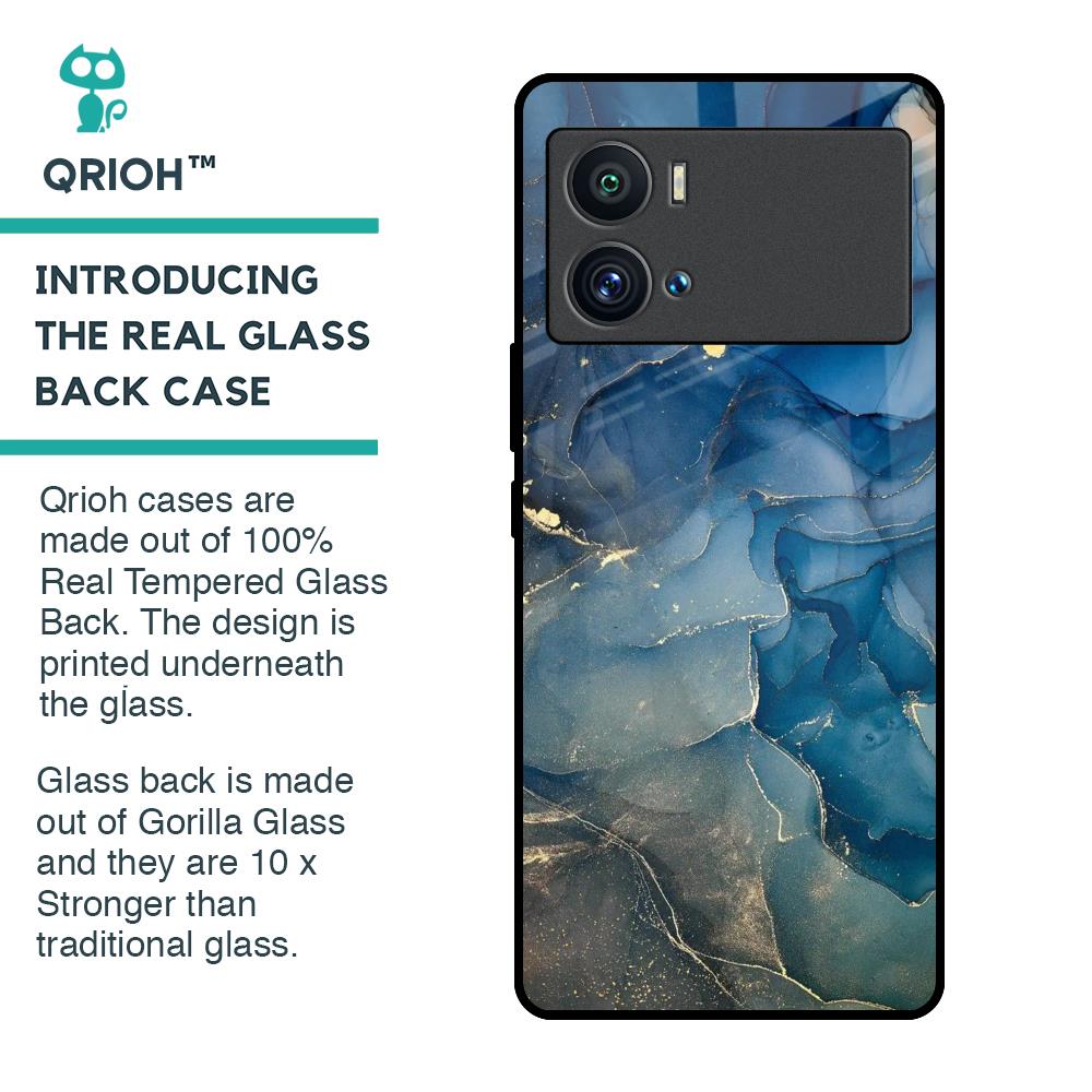 Blue Cool Marble Glass Case for iQOO 9 Pro