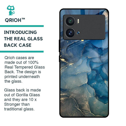 Blue Cool Marble Glass Case for iQOO 9 Pro