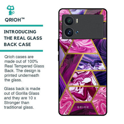 Electroplated Geometric Marble Glass Case for iQOO 9 Pro
