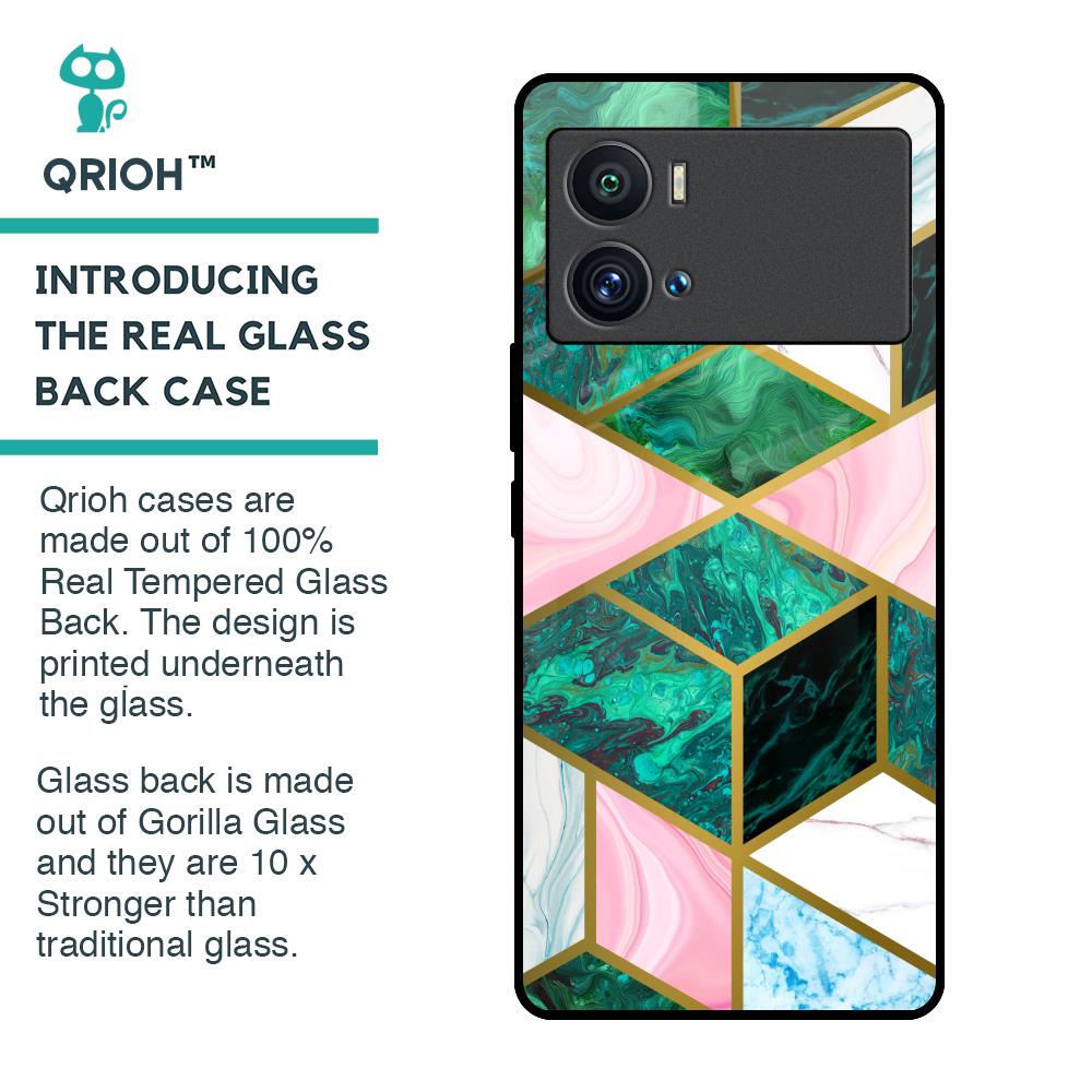 Seamless Green Marble Glass Case for iQOO 9 Pro