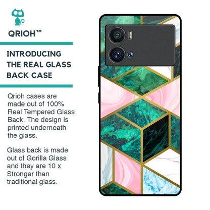 Seamless Green Marble Glass Case for iQOO 9 Pro