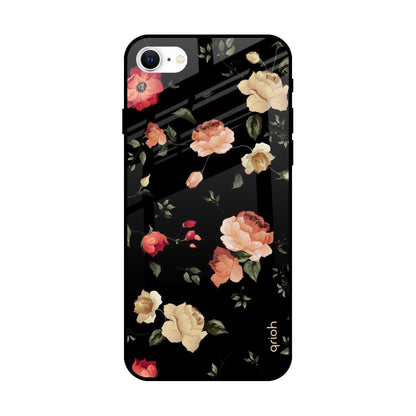 Black Spring Floral Apple iPhone SE 2022 Glass Cases & Covers Online