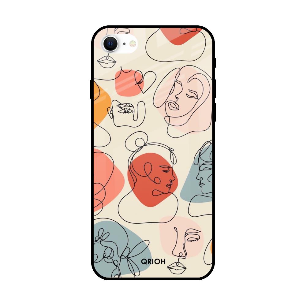 Abstract Faces Apple iPhone SE 2022 Glass Cases & Covers Online
