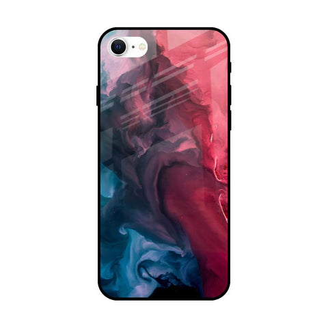 Blue & Red Smoke iPhone SE 2022 Glass Back Cover Online