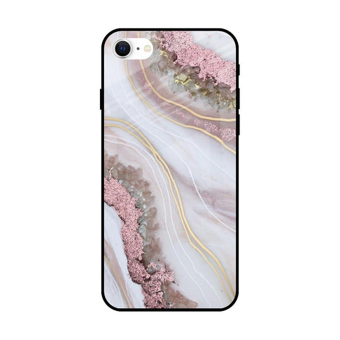 Pink & Gold Gllitter Marble iPhone SE 2022 Glass Back Cover Online