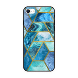 Turquoise Geometrical Marble iPhone SE 2022 Glass Back Cover Online