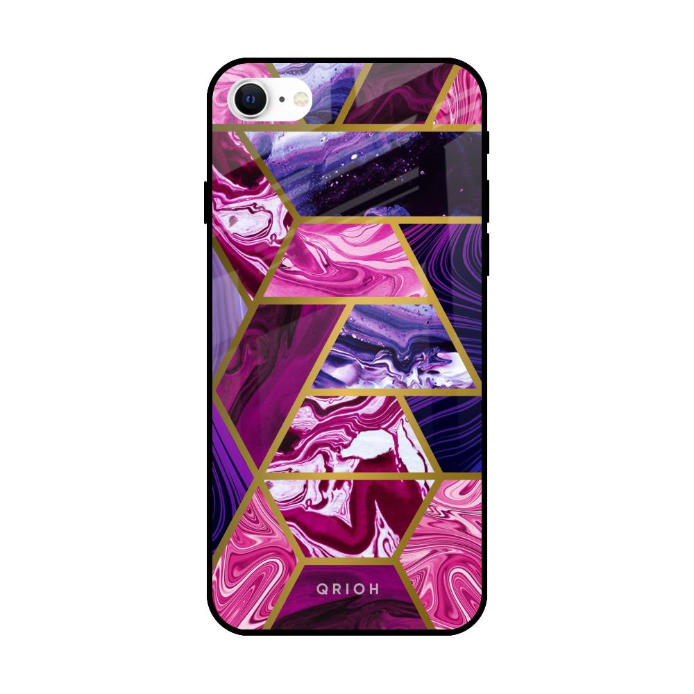 Electroplated Geometric Marble iPhone SE 2022 Glass Back Cover Online