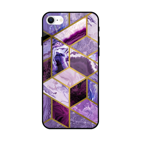 Purple Rhombus Marble iPhone SE 2022 Glass Back Cover Online
