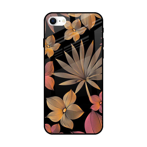 Lines Pattern Flowers iPhone SE 2022 Glass Back Cover Online
