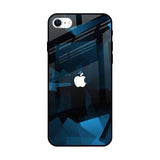 Polygonal Blue Box iPhone SE 2022 Glass Back Cover Online