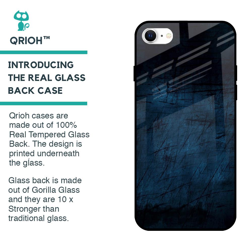 Dark Blue Grunge Glass Case for iPhone SE 2022
