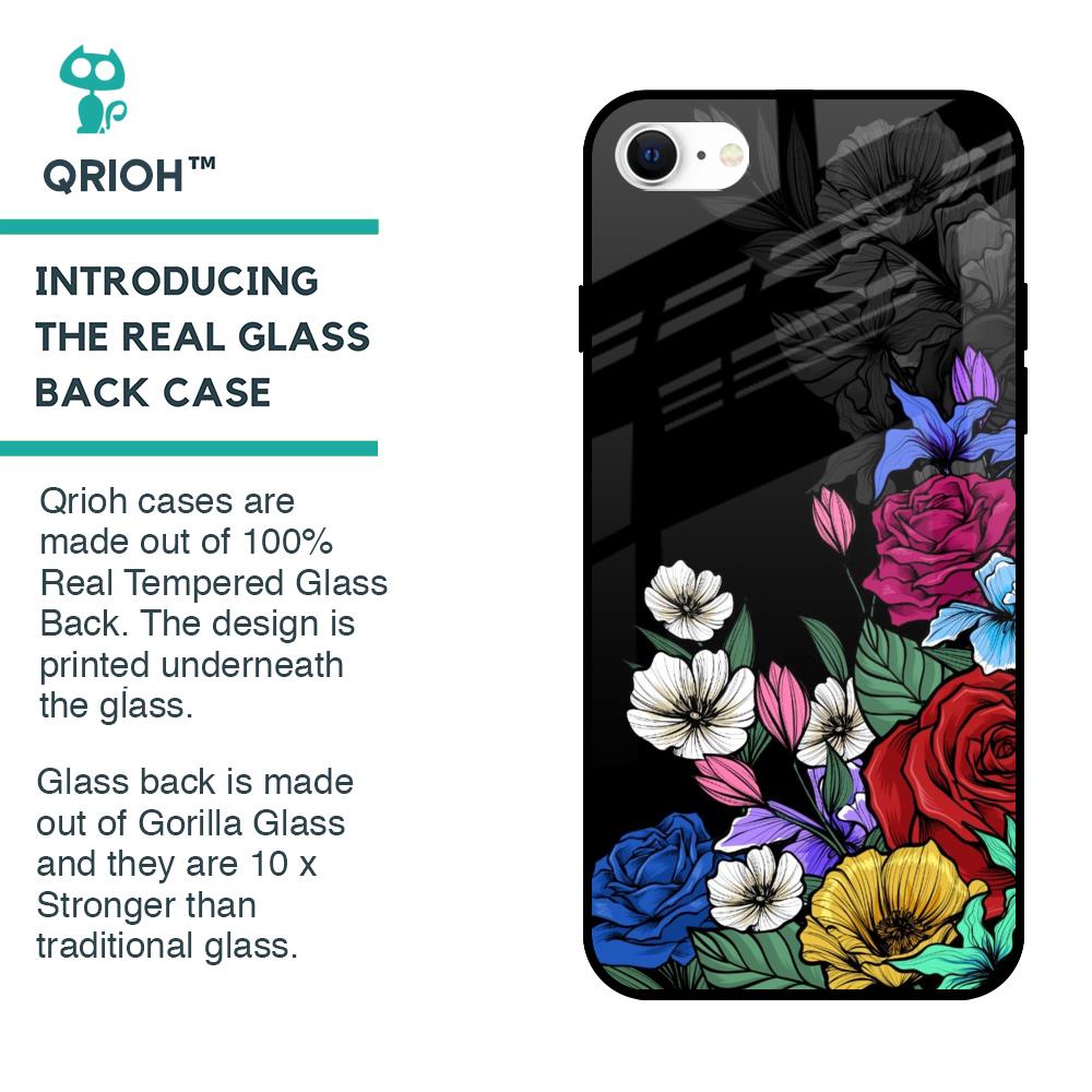 Rose Flower Bunch Art Glass Case for iPhone SE 2022