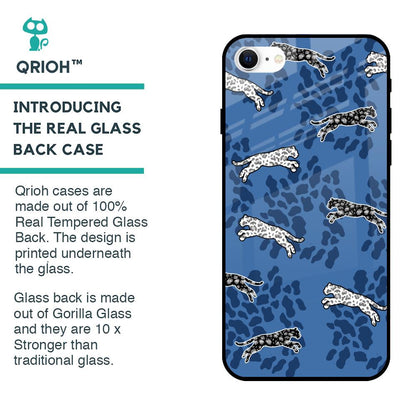 Blue Cheetah Glass Case for iPhone SE 2022