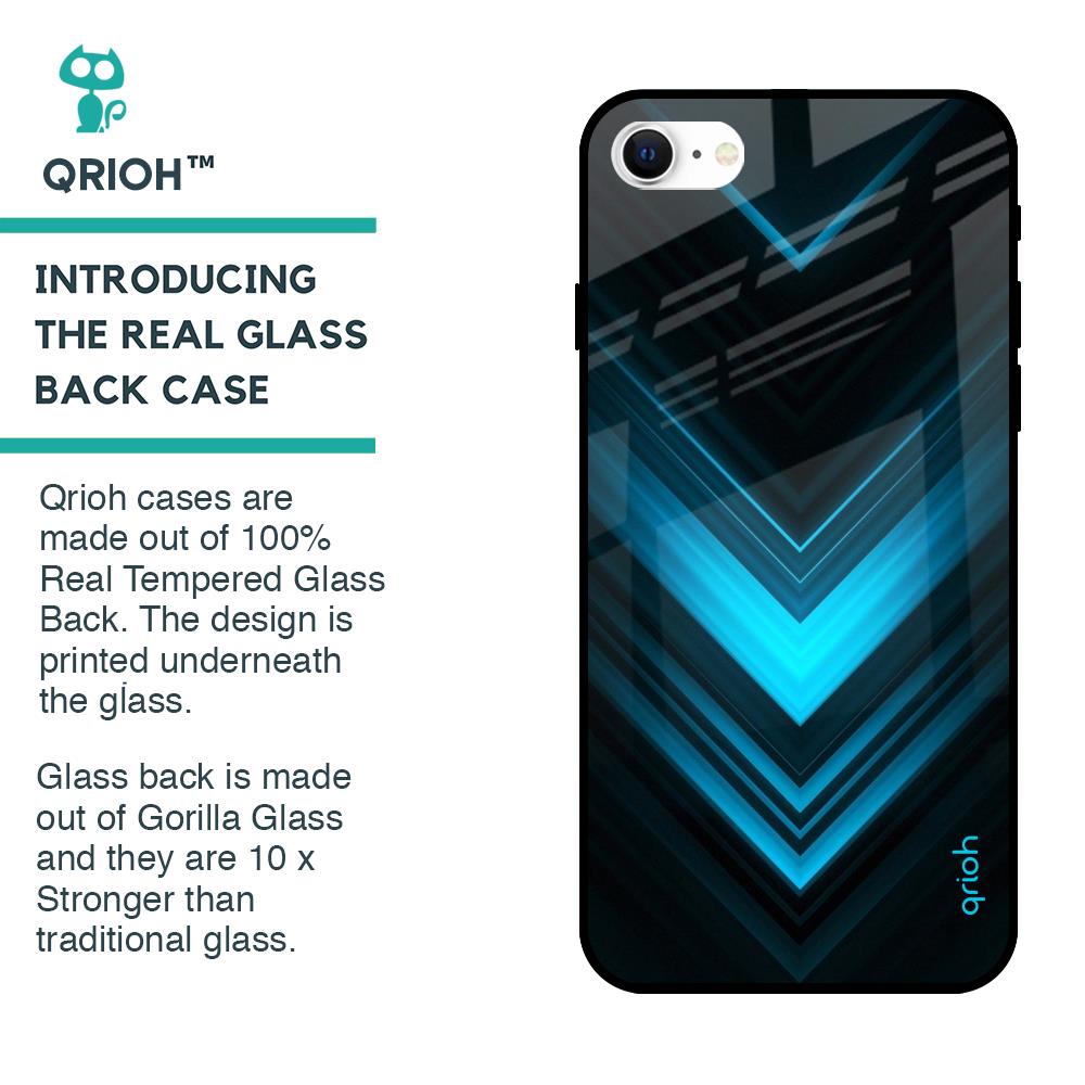 Vertical Blue Arrow Glass Case For iPhone SE 2022