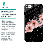 Floral Black Band Glass Case For iPhone SE 2022