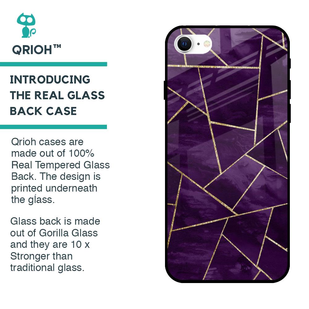 Geometric Purple Glass Case For iPhone SE 2022