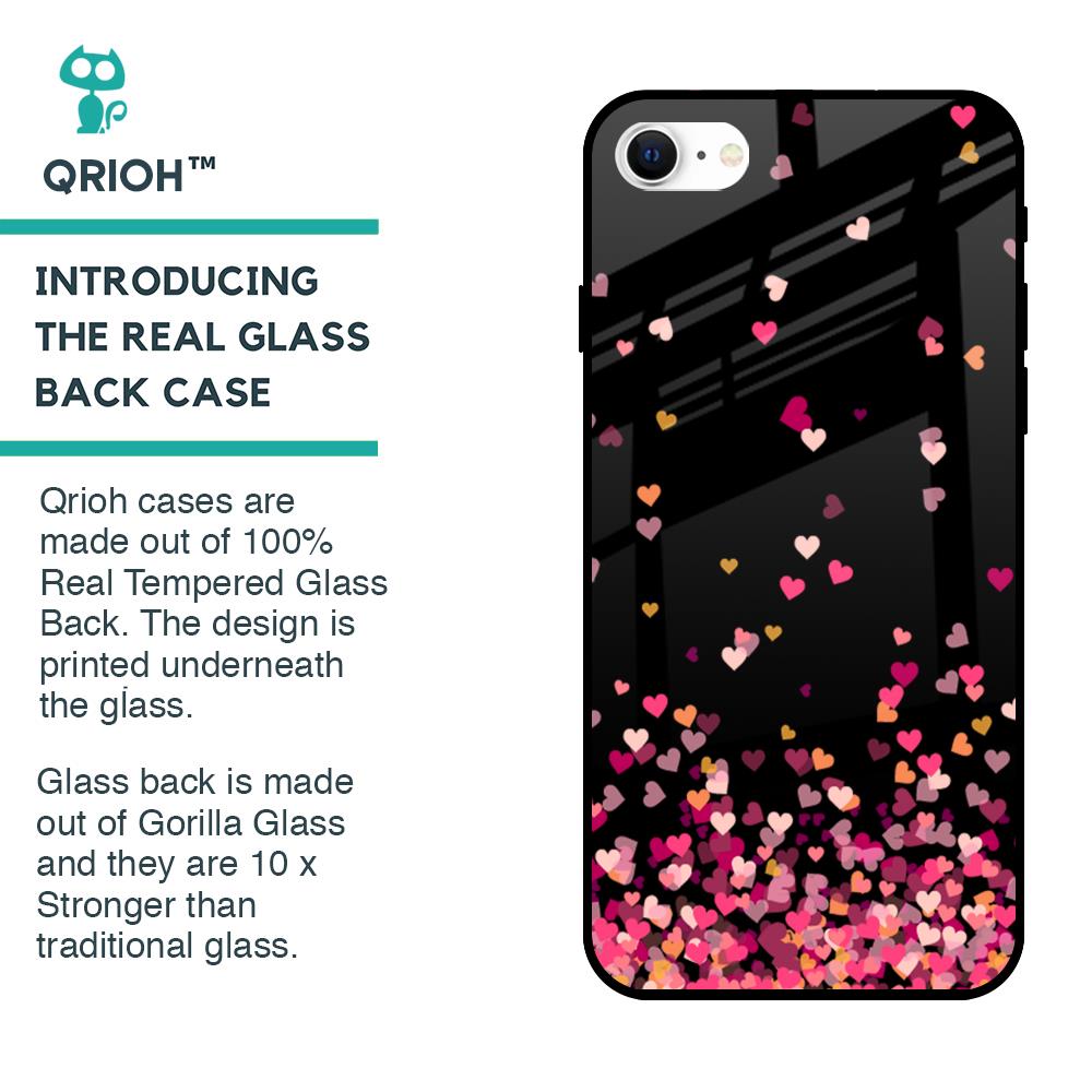 Heart Rain Fall Glass Case For iPhone SE 2022