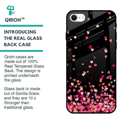 Heart Rain Fall Glass Case For iPhone SE 2022