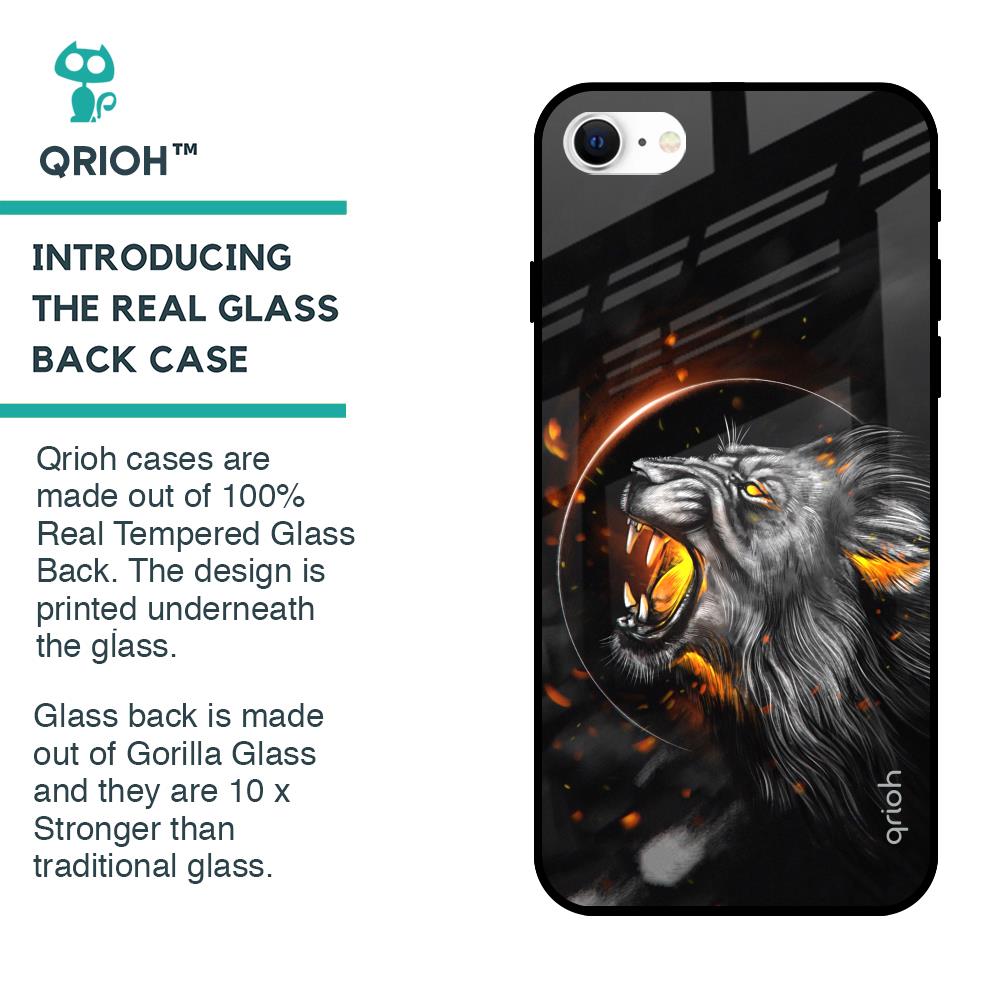 Aggressive Lion Glass Case for iPhone SE 2022