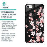 Black Cherry Blossom Glass Case for iPhone SE 2022