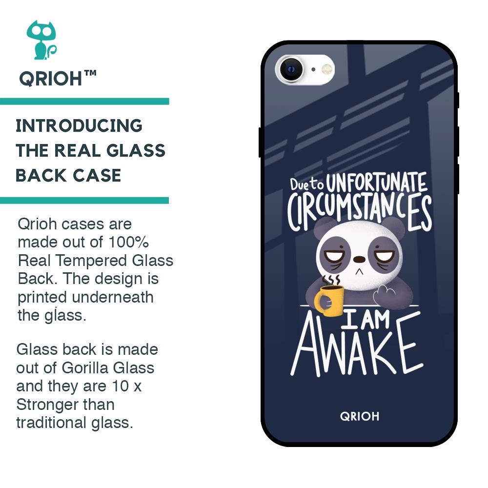 Struggling Panda Glass Case for iPhone SE 2022