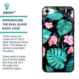 Tropical Leaves & Pink Flowers Glass case for iPhone SE 2022