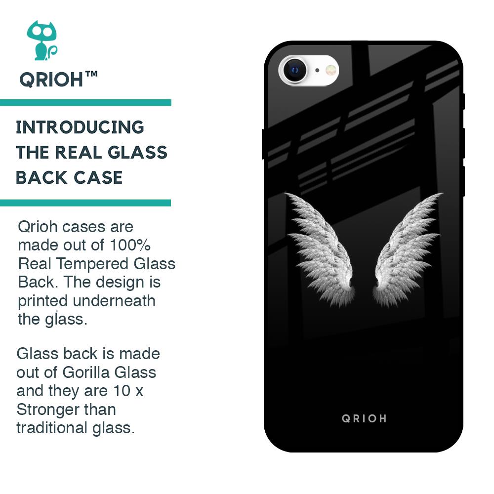 White Angel Wings Glass Case for iPhone SE 2022