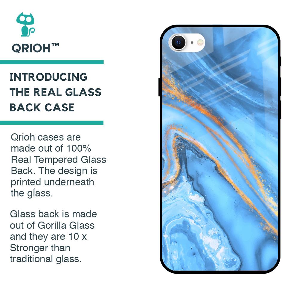 Vibrant Blue Marble Glass Case for iPhone SE 2022