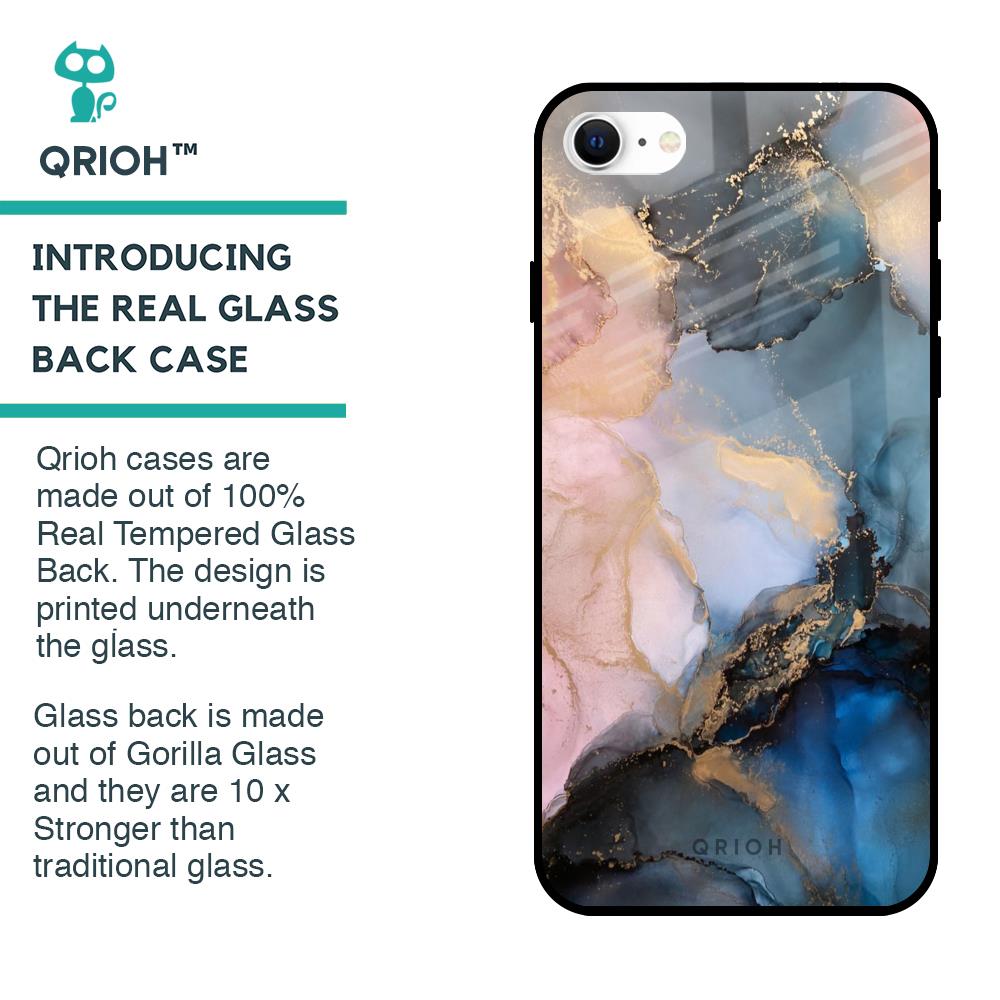 Marble Ink Abstract Glass Case for iPhone SE 2022