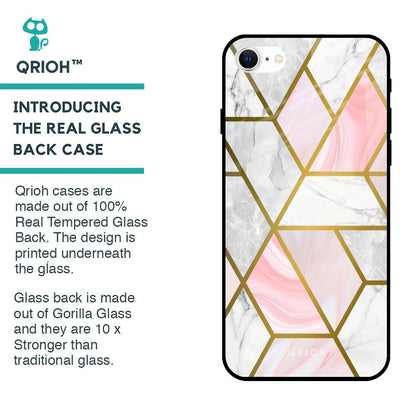 Geometrical Marble Glass Case for iPhone SE 2022