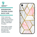 Geometrical Marble Glass Case for iPhone SE 2022