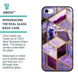Purple Rhombus Marble Glass Case for iPhone SE 2022