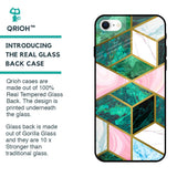 Seamless Green Marble Glass Case for iPhone SE 2022