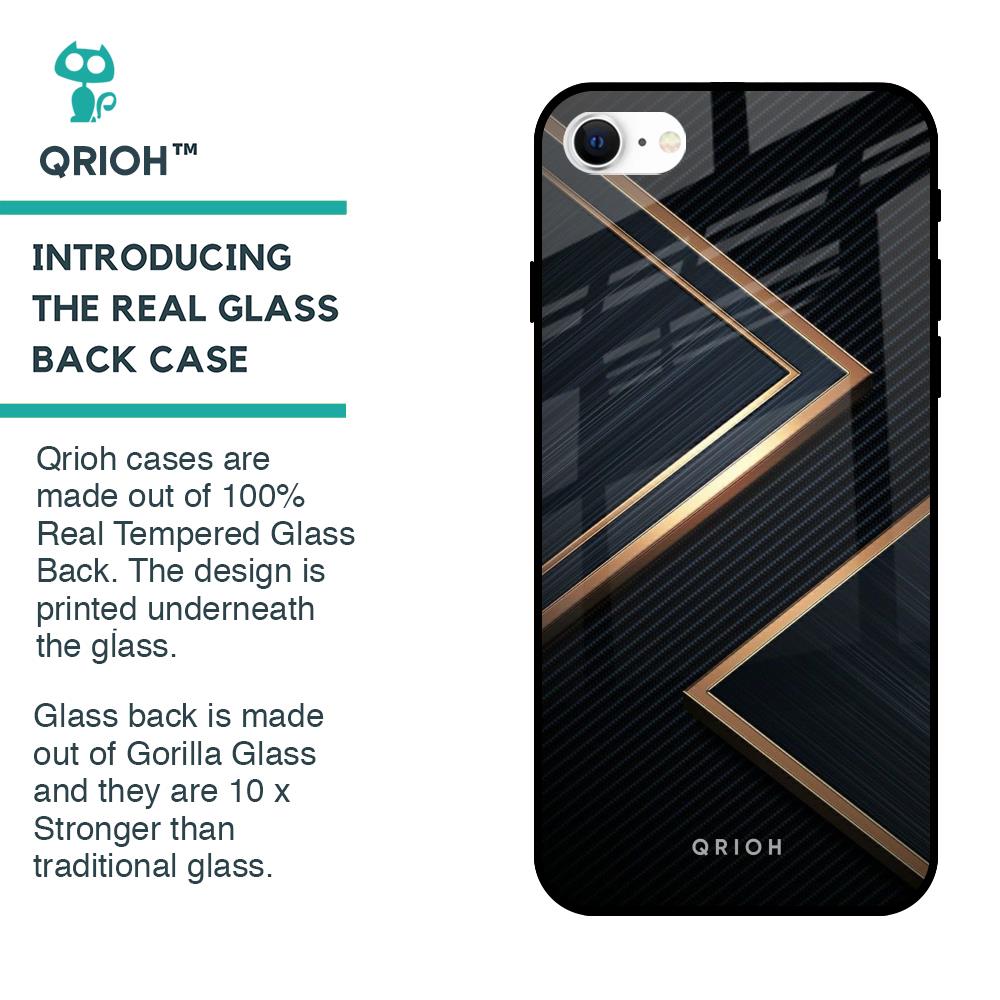 Sleek Golden & Navy Glass Case for iPhone SE 2022