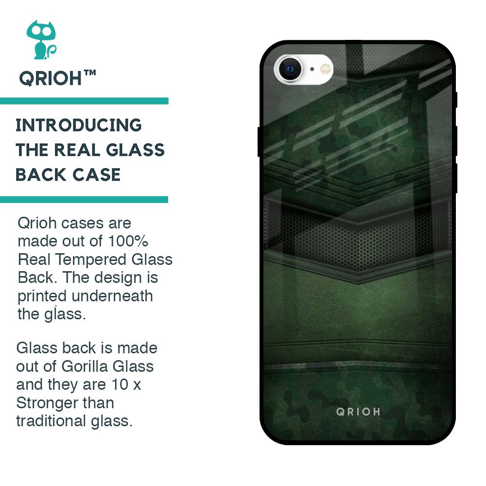 Green Leather Glass Case for iPhone SE 2022
