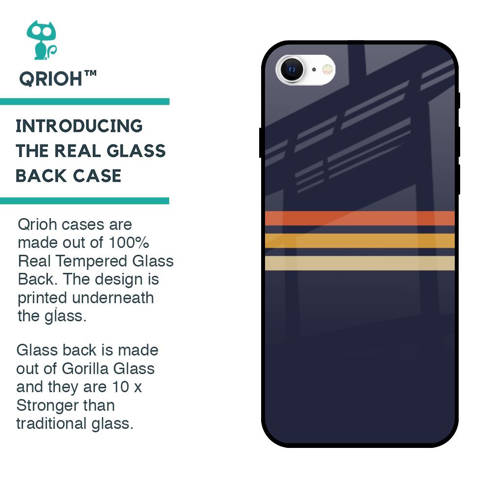 Tricolor Stripes Glass Case For iPhone SE 2022