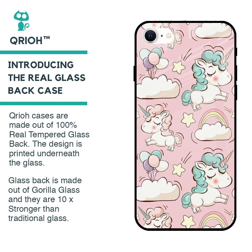 Balloon Unicorn Glass case for iPhone SE 2022