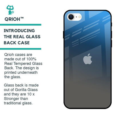 Blue Grey Ombre Glass Case for iPhone SE 2022