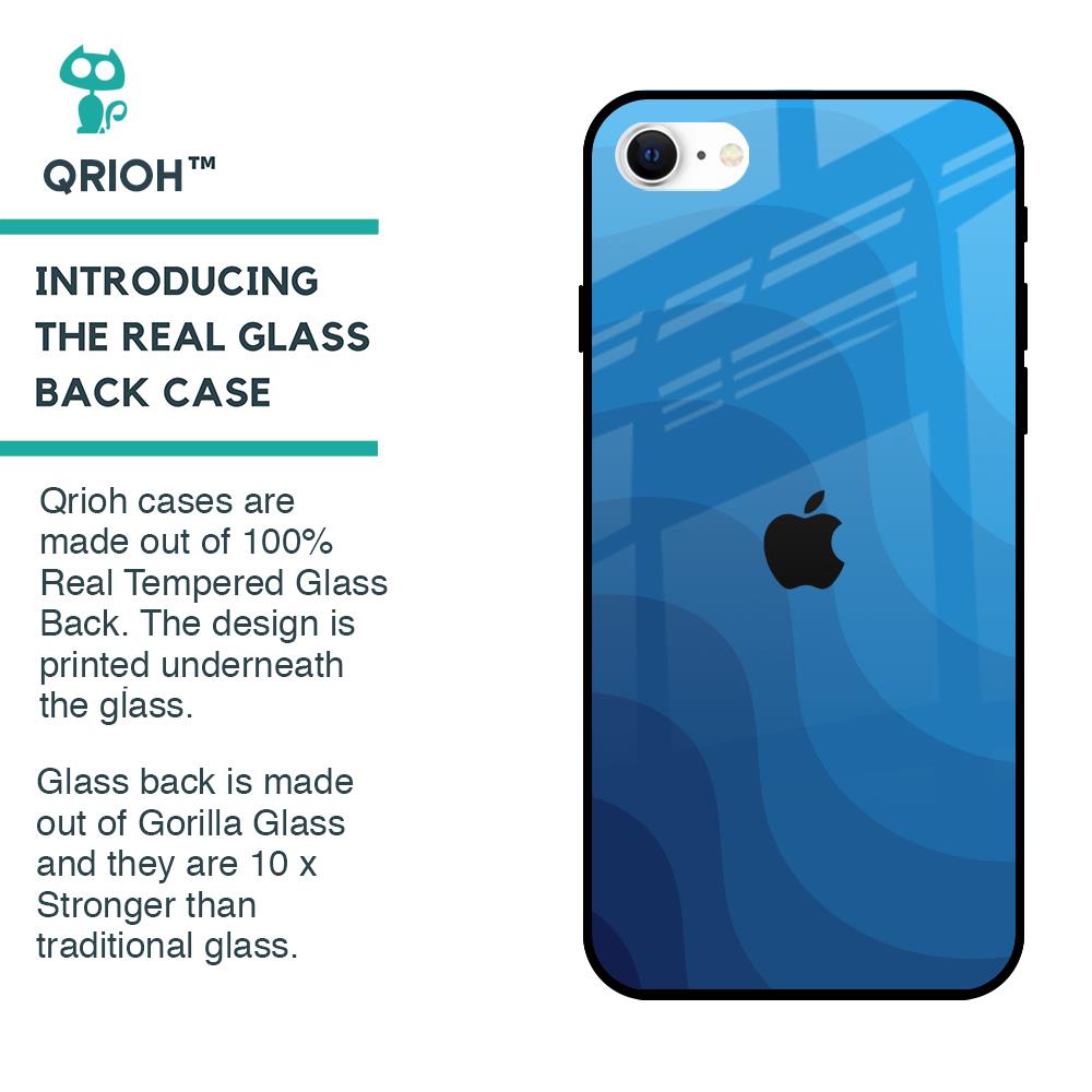 Blue Wave Abstract Glass Case for iPhone SE 2022