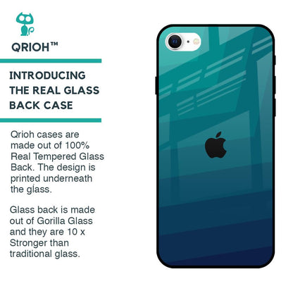 Green Triangle Pattern Glass Case for iPhone SE 2022